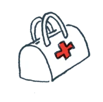 Drawing of a first aid bag